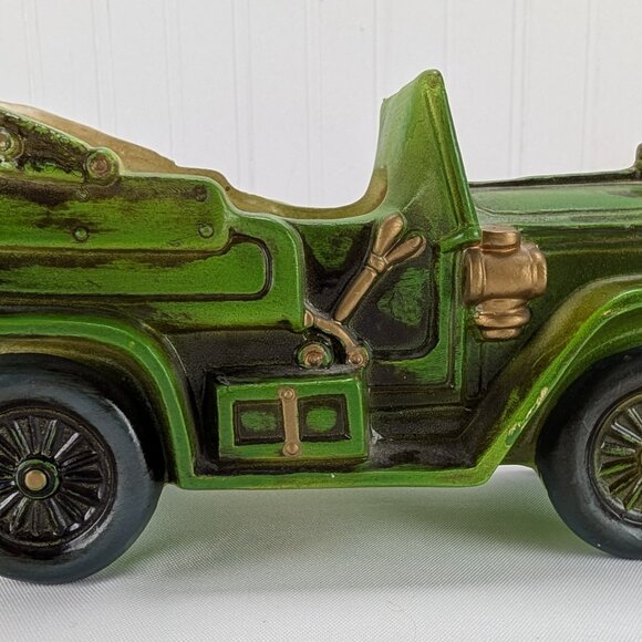 Vintage Artmark Green Jalopy Car Planter 7" Porcelain Ceramic Auto Kitsch Japan - Picture 6 of 8